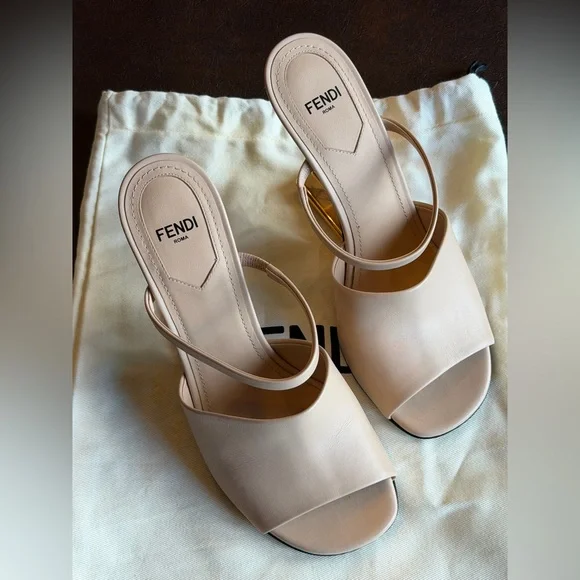 ⚡️Fendi⚡️First Vitello 95mm F-Heel Slide Sandals - Picture 2 of 10